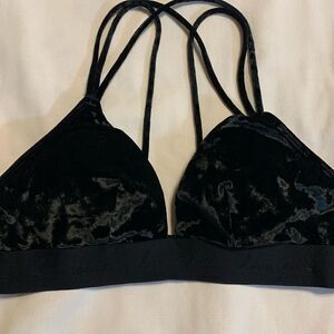 Love PINK Suze XS by Victoria's Secret black velvet strappy lightly padded bra